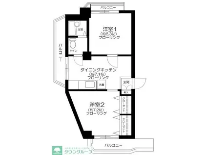 西ヶ原ハイツ(2DK/3階)の間取り写真