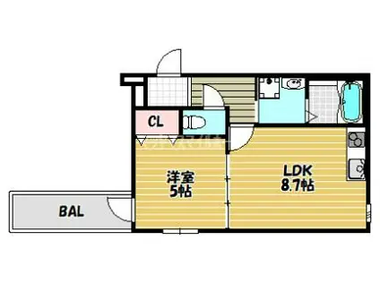 フジパレス鴻池新田I番館(1LDK/2階)の間取り写真