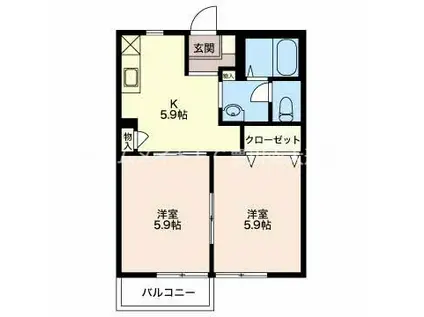 アルカディア(2K/2階)の間取り写真