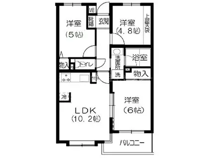 エスポワール平和台(3LDK/3階)の間取り写真