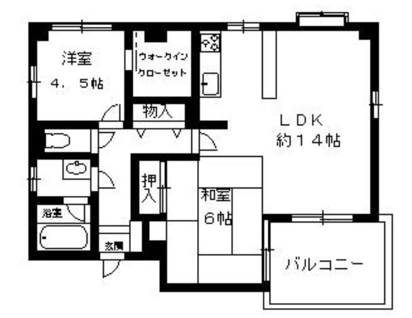 シュロス板宿(2LDK/5階)の間取り写真