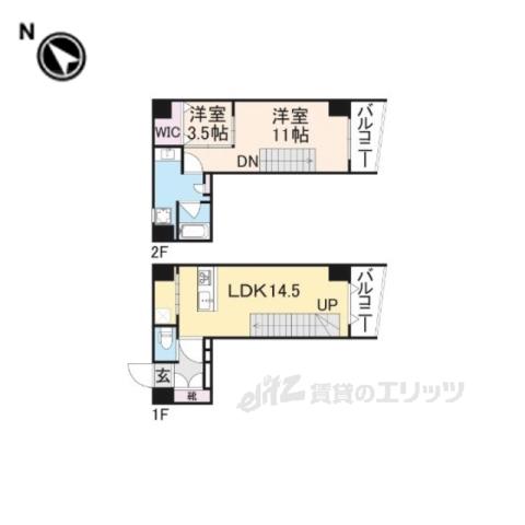プレミアム長瀬(2LDK/5階)の間取り写真