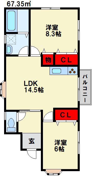 オリケンJS16(2LDK/1階)の間取り写真