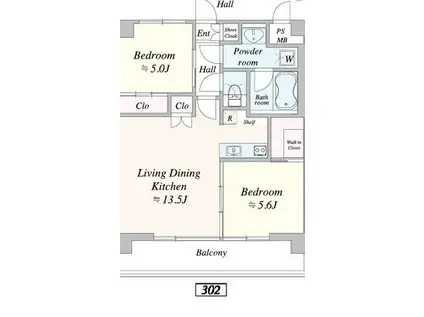 TIMELESS麻布十番(2LDK/3階)の間取り写真