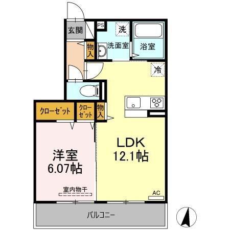 CARREFOUR(1LDK/1階)の間取り写真