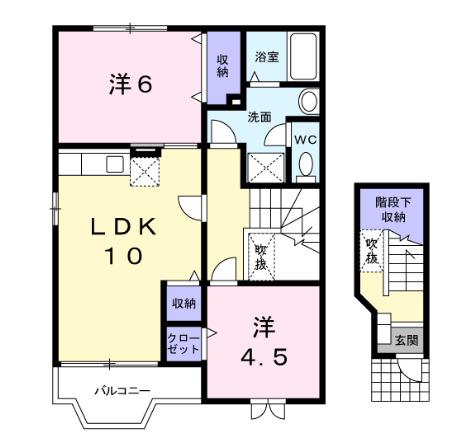 カーサB(2LDK/2階)の間取り写真
