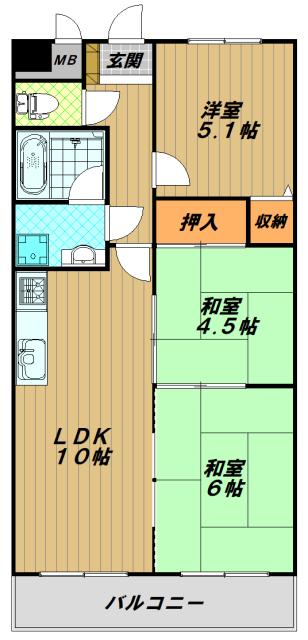 ワコーレ・ニューウエスト(3LDK/8階)の間取り写真