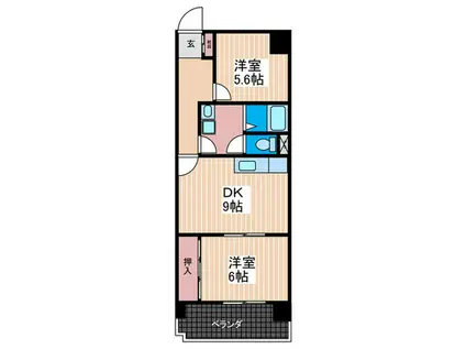 ルミナコート若草(2DK/6階)の間取り写真