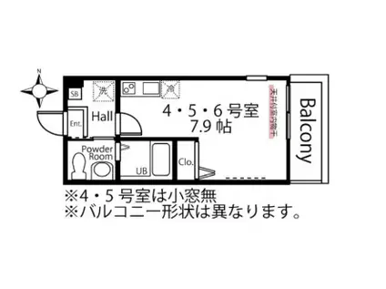 ブリティッシュ・ヒルズR1 横浜三ツ沢(ワンルーム/2階)の間取り写真