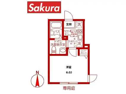 CASA・DEL・SOL鶴見(1K/1階)の間取り写真