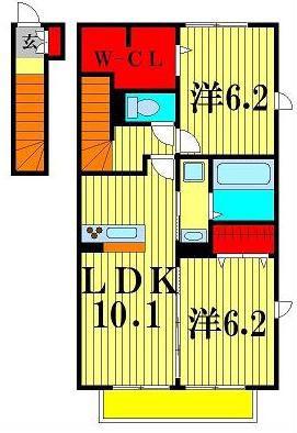 ボナール(2LDK/2階)の間取り写真