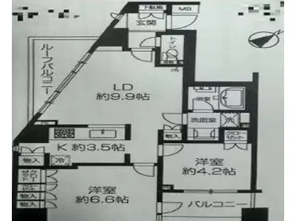 サンクタス池袋ベルマージュ(2LDK/6階)の間取り写真