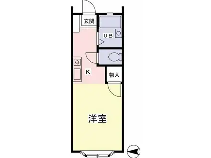 ジュネス桜ヶ丘(1K/2階)の間取り写真