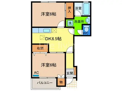 LIFE館ボナールB(2DK/1階)の間取り写真