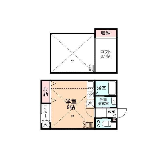 SMART SQUARE A(ワンルーム/2階)の間取り写真