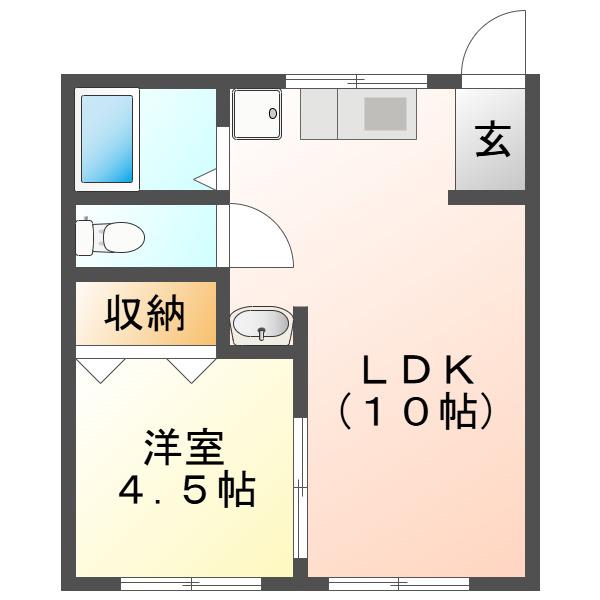 旭ヶ丘総合ビル(1LDK/3階)の間取り写真