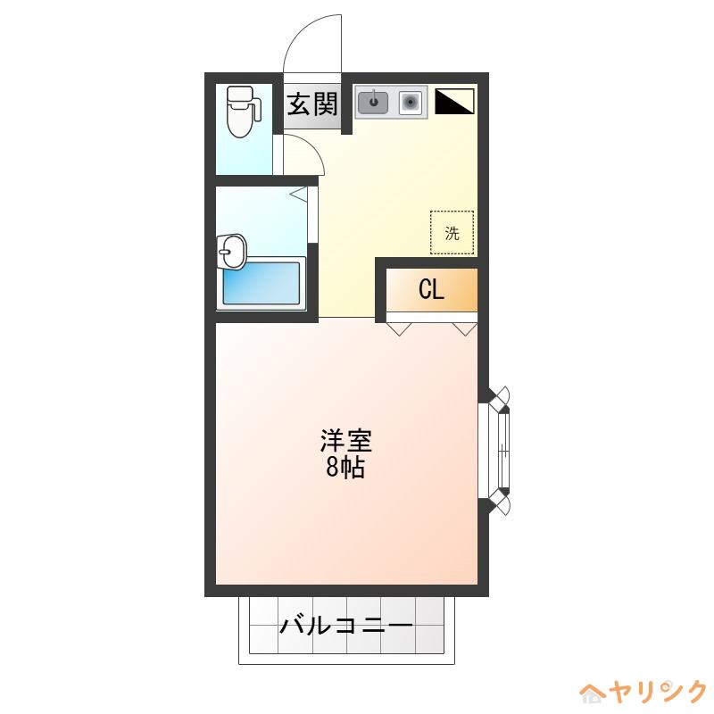 リバーサイド名塚(1K/2階)の間取り写真