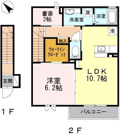 ヴィラ昇美(1LDK/2階)の間取り写真