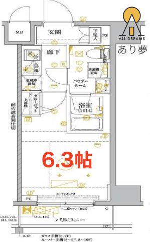 RELUXIA GRANDE 横濱吉野町(1K/7階)の間取り写真