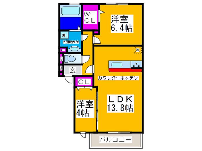 アルテ・リーベII(2LDK/2階)の間取り写真