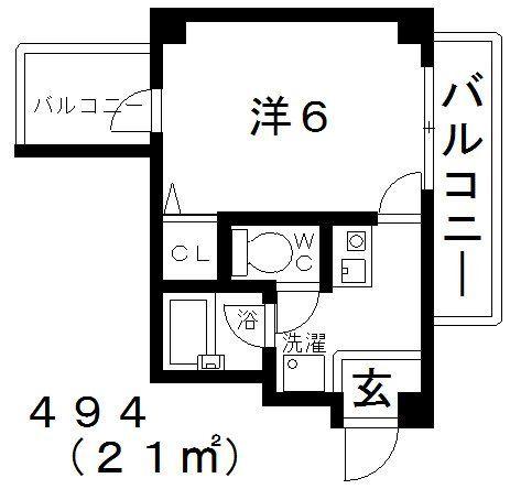 ツインツリー(1K/5階)の間取り写真