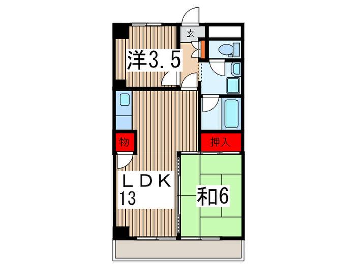 入間駅前第2ビル(2LDK/5階)の間取り写真