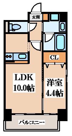 PRESTANCE香里(1LDK/2階)の間取り写真
