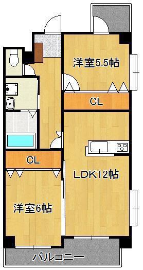 ノーブル三ヶ森(2LDK/6階)の間取り写真
