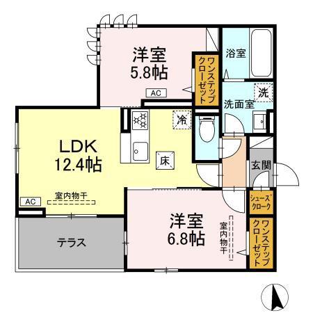 DELIGHT(2LDK/1階)の間取り写真