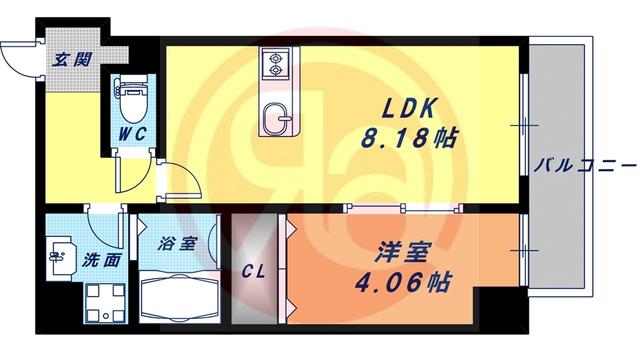 アクセル・カクエイ(1LDK/6階)の間取り写真
