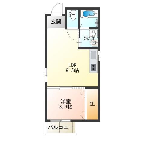 F MAISON 住之江(1LDK/3階)の間取り写真