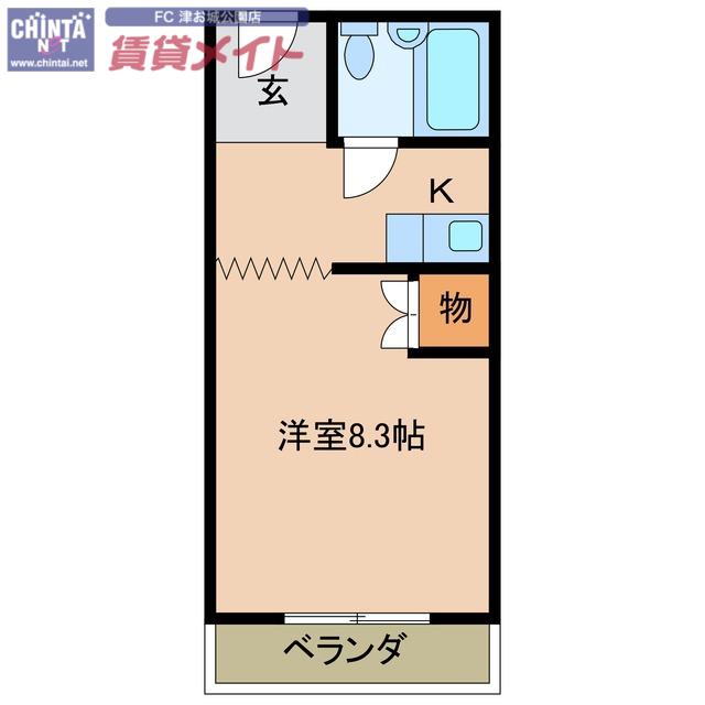 平アパート(ワンルーム/2階)の間取り写真
