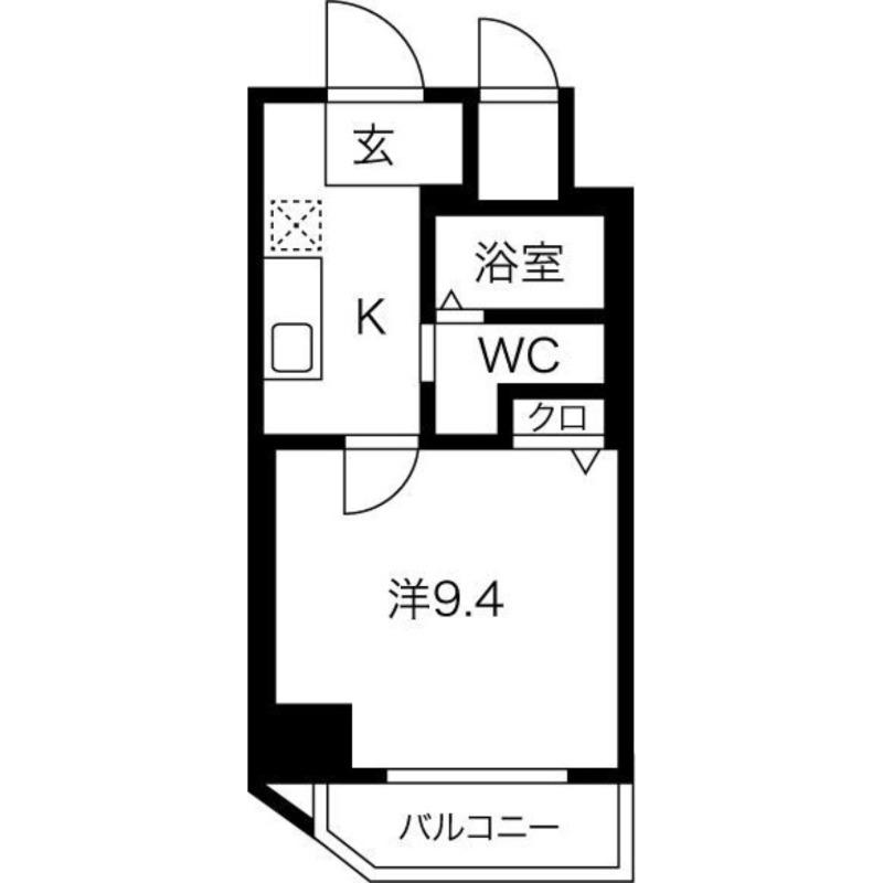 ヴィラタワー谷町(1K/5階)の間取り写真