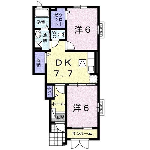 クリアウインドA(2DK/1階)の間取り写真