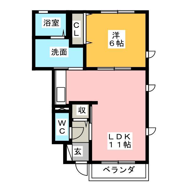 MODERNO B棟(1LDK/1階)の間取り写真
