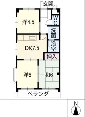 サンライト藤宮(3DK/1階)の間取り写真