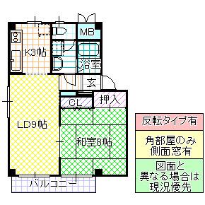 ビューハイツ後藤 B棟(1LDK/1階)の間取り写真