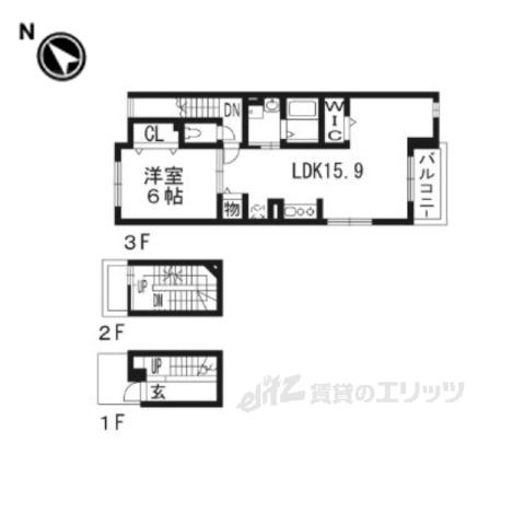 シンシアR 1(1LDK/3階)の間取り写真