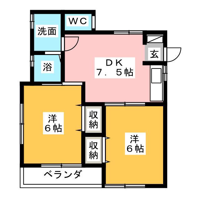 エルダンジュ(2DK/1階)の間取り写真