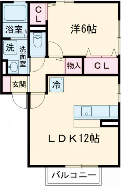 ヴァンヴェールA(1LDK/2階)の間取り写真