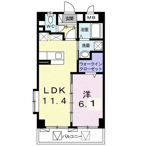 HANAティアラY・M(1LDK/3階)の間取り写真