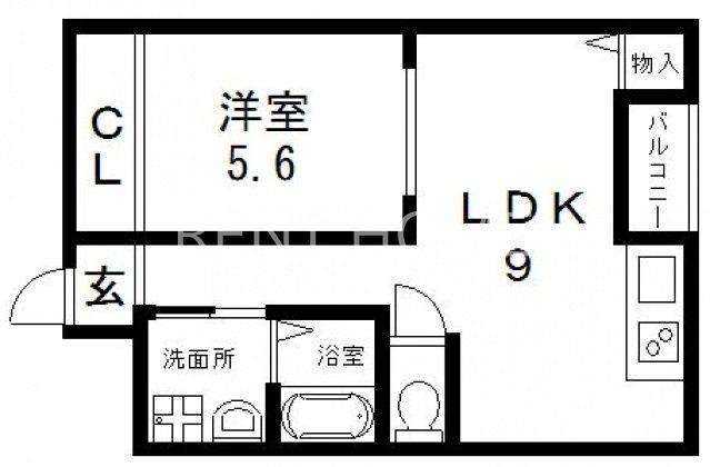 サンライズ長瀬(1LDK/1階)の間取り写真