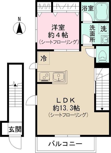 DESIGN MAISON HALE KUPUNA(1LDK/2階)の間取り写真