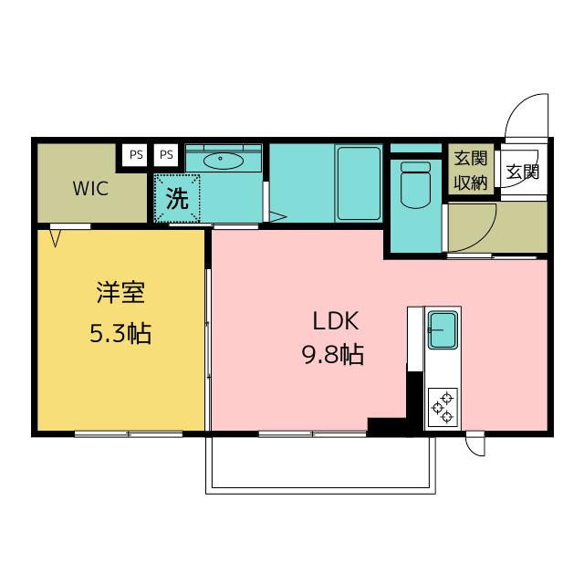 グランヴィラージュ(1LDK/1階)の間取り写真