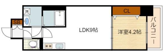 グランパシフィック難波南INNOVATION(1LDK/7階)の間取り写真