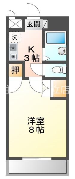 ハウスメイトII(1K/3階)の間取り写真
