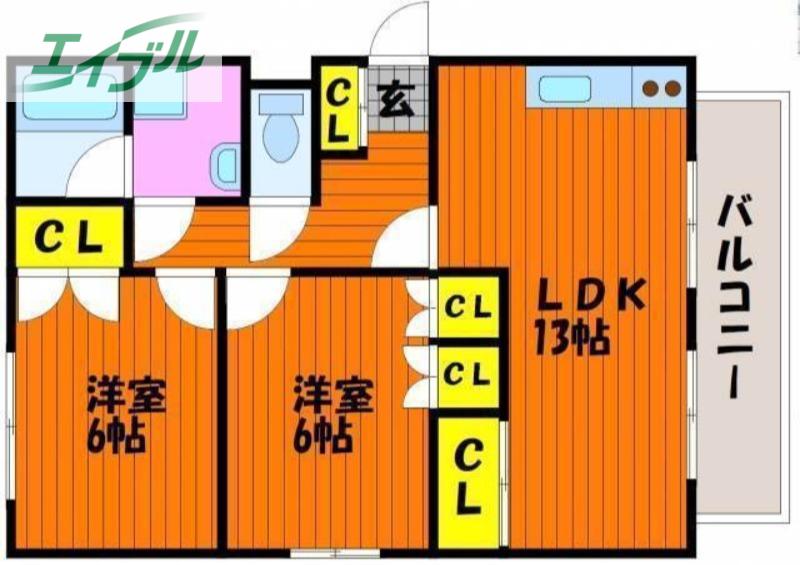 メゾンラフィーネ(2LDK/2階)の間取り写真