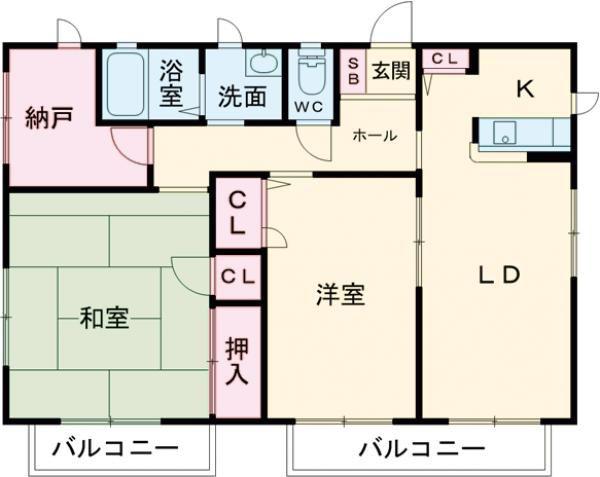 シャーメゾン西間 (2LDK/2階)の間取り写真
