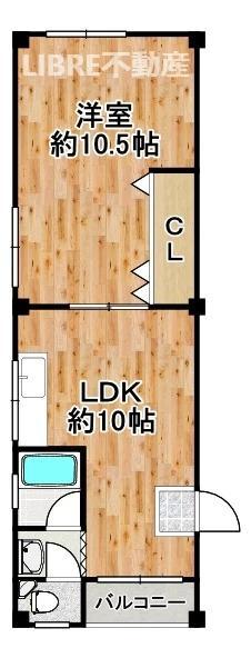 コーポ久栄(1LDK/2階)の間取り写真