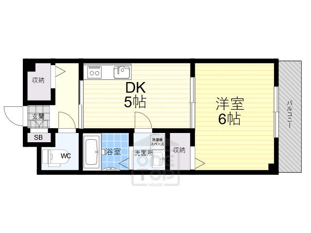 福山ビル(1DK/3階)の間取り写真